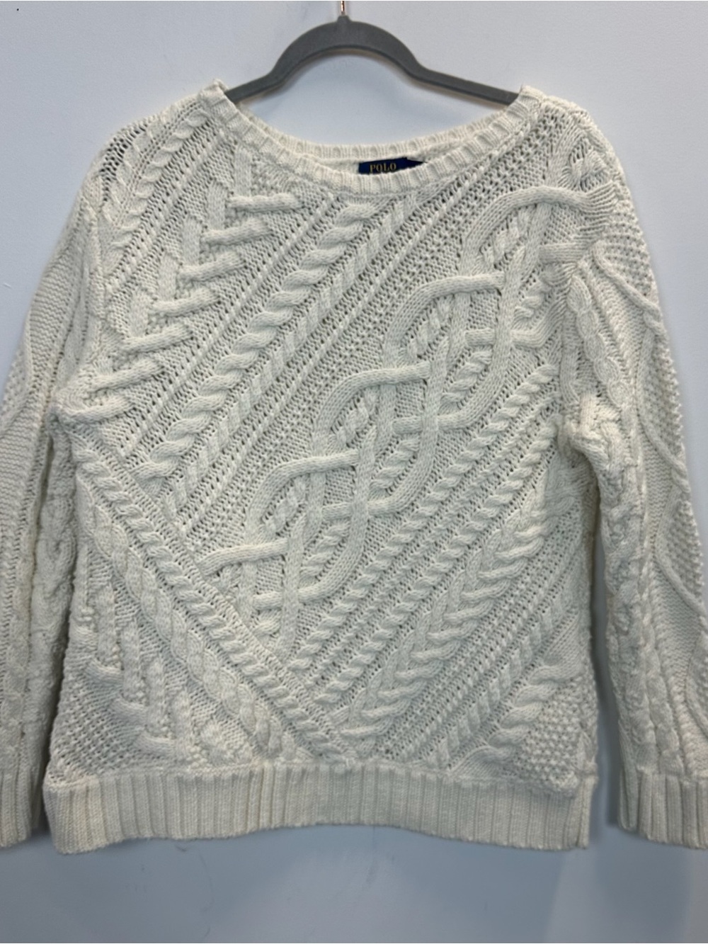 Polo by Ralph Lauren Off-White Cable Crewneck Sweater